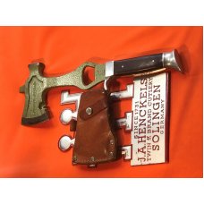 Vintage Used J A Henckels Camping Hunting Multi-Tool Hatchet Hammer Bottle Opener w Sheath