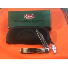 Case xx 2002 CheetahKnife (MDL# 6111 1/2) w/ Burnt Moss Bone Handles -NOS in Orig Zip Pouch +Box