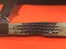 Case xx 2002 CheetahKnife (MDL# 6111 1/2) w/ Burnt Moss Bone Handles -NOS in Orig Zip Pouch +Box 