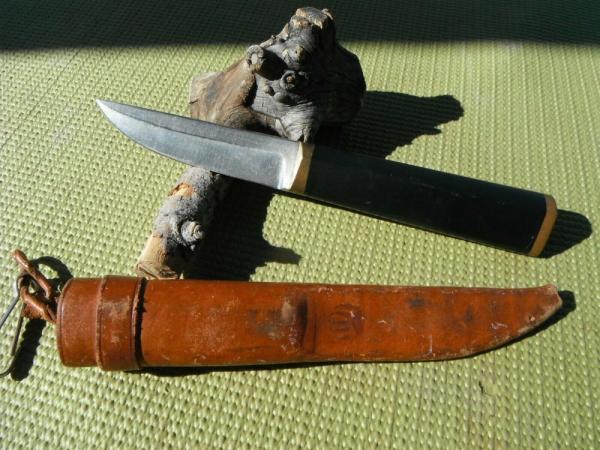 Vintage 1960's Hackman Finland Tapio Wirkkala  Puukko Knife & Sheath Large 4 " Blade Version