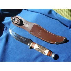 ORIGINAL GERMAN LINDER BOWIE KNIFE WITH STAG HANDLE 440A STAINLESS STEEL BLADE