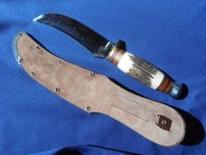 ORIGINAL GERMAN LINDER BOWIE KNIFE WITH STAG HANDLE 440A STAINLESS STEEL BLADE 