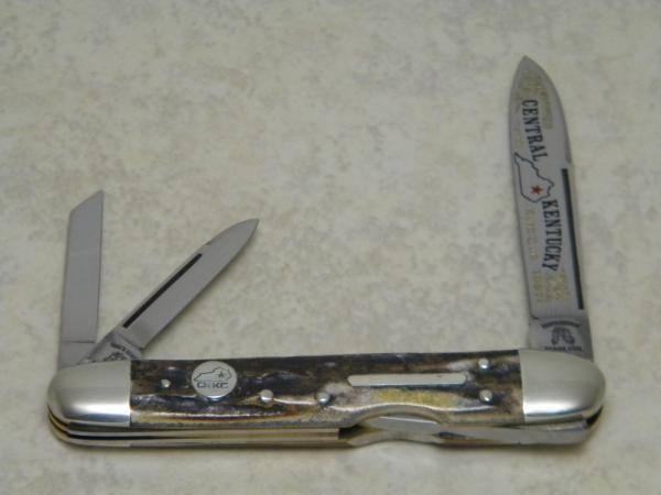 Fight'n Rooster Germany Stag Lockback Whittler Knife - CKKC Central Kentucky Knife Club 1987 Fight'n Rooster Germany Stag Lockback Whittler Knife - CKKC Central Kentucky Knife Club 1987