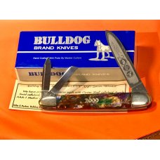 Bulldog Brand Anno Domini Angelo Saxon Whittler Knife w Purple Swirl Handles +Blade Etch -1 of 60