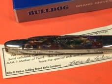 Bulldog Brand Anno Domini Angelo Saxon Whittler Knife w Purple Swirl Handles +Blade Etch -1 of 60