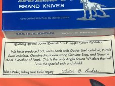 Bulldog Brand Anno Domini Angelo Saxon Whittler Knife w Purple Swirl Handles +Blade Etch -1 of 60