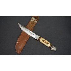 RARE VTG MIDWEST JAPAN Fixed Blade Knife wStag Handle amp quotIndian Headquot Pommel