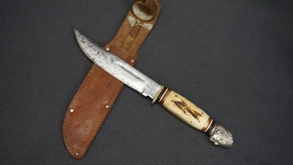 ++ RARE VTG MIDWEST JAPAN Fixed Blade Knife w/Stag Handle & 