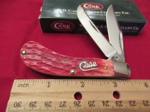 Case XX 2004 Red Bone, Silver, Script Saddlehorn Pattern # TB62110SS
