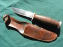  Schrade Walden NY USA H-15 Stacked Leather Hunting Fixed Blade Sheath Knife. 