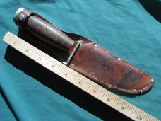  Schrade Walden NY USA H-15 Stacked Leather Hunting Fixed Blade Sheath Knife. 