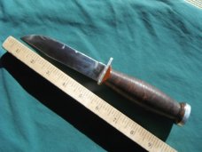  Schrade Walden NY USA H-15 Stacked Leather Hunting Fixed Blade Sheath Knife. 