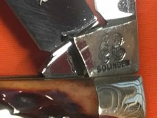 Fight'n Rooster 2 Blade GunStock Knife w/ Great Red Bone Handles & Blade Etch Fight'n Rooster