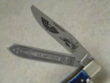 Boker Germany Blue Bone American Armed Forces Series "US Air Force" Trapper Knife in Box c.1990's