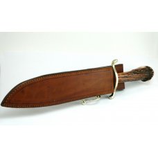 P. HENRY & SON LARGE 13" STAG HANDLE BOWIE KNIFE SESQUICENTENNIAL BATTLE OF ALAMO