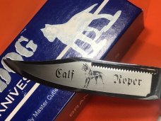 Vintage Bulldog Brand HAND MADE 1 Blade Calf Roper Lock Blade Hunter w Fiery Mother of Pearl Handles
