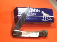 Vintage Bulldog Brand HAND MADE 1 Blade Calf Roper Lock Blade Hunter w Fiery Mother of Pearl Handles