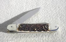 NEW HUBERTUS AUTO 7 1/4" SOLINGEN GERMANY GENUINE STAG LEVER LOCK KNIFE - W/BOX