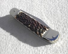 NEW HUBERTUS AUTO 7 1/4" SOLINGEN GERMANY GENUINE STAG LEVER LOCK KNIFE - W/BOX
