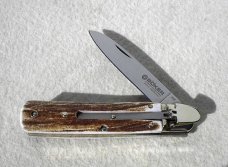 BOKER GENUINE STAG SPRINGMESSER SWITCHBLADE KNIFE MADE IN SOLINGEN GERMANY W/BOX