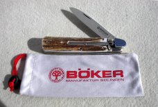 BOKER GENUINE STAG SPRINGMESSER SWITCHBLADE KNIFE MADE IN SOLINGEN GERMANY W/BOX