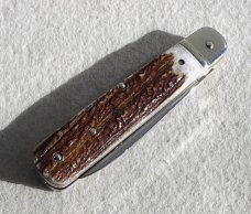 BOKER GENUINE STAG SPRINGMESSER SWITCHBLADE KNIFE MADE IN SOLINGEN GERMANY W/BOX