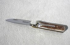 BOKER GENUINE STAG SPRINGMESSER SWITCHBLADE KNIFE MADE IN SOLINGEN GERMANY W/BOX