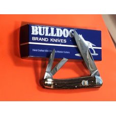 1996 Bulldog Brand 3 Blade Whittler Knife w/ Great Stag Handles & Blade Etch -Low production