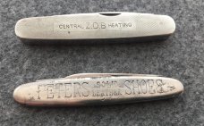 Two Metal Frame Advertising Knives. 