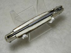 Falcon Italy Stag Damascus Lockback Stiletto Knife 