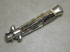 Falcon Italy Stag Damascus Lockback Stiletto Knife 