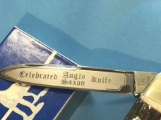 Bulldog Brand Celebrated Anglo Saxon Whittler Knife w/ Great Stag Handles +Blade Etch -5 & 1/4" -NOS