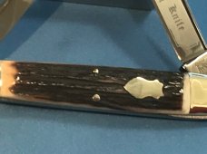 Bulldog Brand Celebrated Anglo Saxon Whittler Knife w/ Great Stag Handles +Blade Etch -5 & 1/4" -NOS