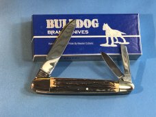Bulldog Brand Celebrated Anglo Saxon Whittler Knife w/ Great Stag Handles +Blade Etch -5 & 1/4" -NOS