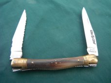 Cote Double Blade Folding Pocket knife. Natural Horn Scales. Made in France