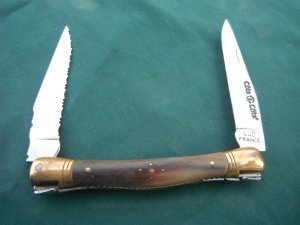 Cote Double Blade Folding Pocket knife. Natural Horn Scales.  Made in France