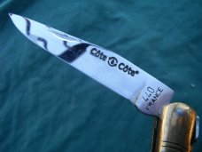 Cote Double Blade Folding Pocket knife. Natural Horn Scales.  Made in France