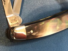 Vintage HAND MADE Bulldog Brand 3 Blade "Seductress" Whittler w/ Flashy Black Lip Pearl Handles -NOS