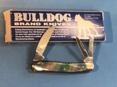 Vintage HAND MADE Bulldog Brand 3 Blade "Seductress" Whittler w/ Flashy Black Lip Pearl Handles -NOS