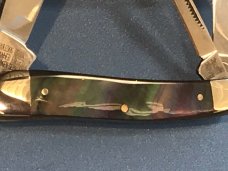 Vintage HAND MADE Bulldog Brand 3 Blade "Seductress" Whittler w/ Flashy Black Lip Pearl Handles -NOS