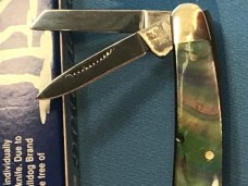 Vintage HAND MADE Bulldog Brand 3 Blade "Seductress" Whittler w/ Flashy Black Lip Pearl Handles -NOS