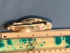 Vintage HAND MADE Bulldog Brand 3 Blade "Seductress" Whittler w/ Flashy Black Lip Pearl Handles -NOS