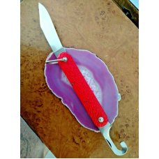 VINTAGE 1958 MC-1 CAMILLUS PARA-TROPPER AUTO KNIFE 425quot ORANGE CELLULOID PUSH BUTTON KNIFEHANDLE