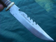 Vintage Handmade Survival, Fighting Knife made in Philippines, W/ leather sheath