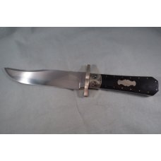 Beautiful Custom Made Coffin Hilt Bowie Knife From Braschler & Martin,Engraving,Ebony?,7-1/4" Blade