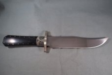 Beautiful Custom Made Coffin Hilt Bowie Knife From Braschler & Martin,Engraving,Ebony?,7-1/4" Blade