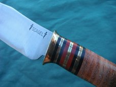 US 2005 Custom Handmade Scagel Stag Handle Hunting Knife w/ Sheath. Made in USA!