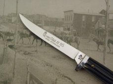 Queen Steel Trout and Bird knife #85: 6 ¼” overall with 3” blade, imitation Winterbottom Bone Delrin