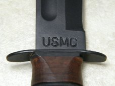 Ka-Bar Olean, NY "100 Years 1898-1998" Stacked Leather #1241 USMC Fixed Blade Knife & Sheath in Box