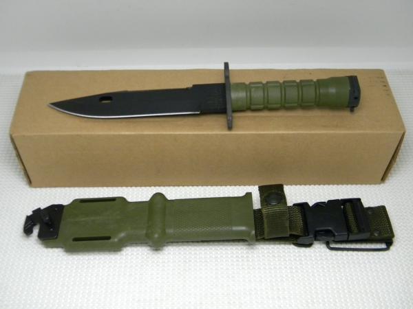 Ontario Knife Co. USA Green M-9 Bayonet Fixed Blade Knife & Scabbard in Box